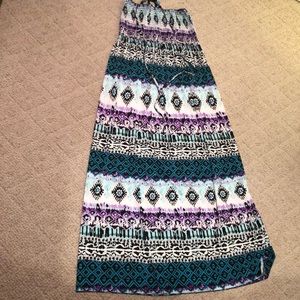 Tribal silky stretch maxi dress w halter top